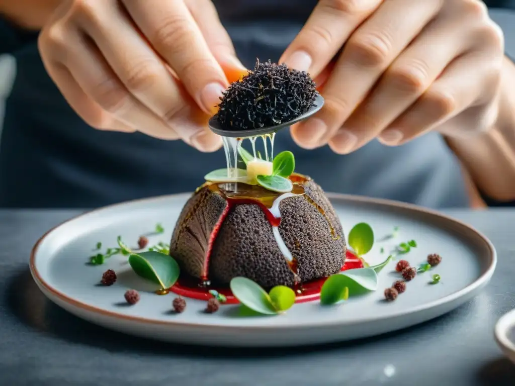 Un chef experto prepara un exclusivo Carpaccio de Trufa Receta Exclusiva con trufas negras frescas