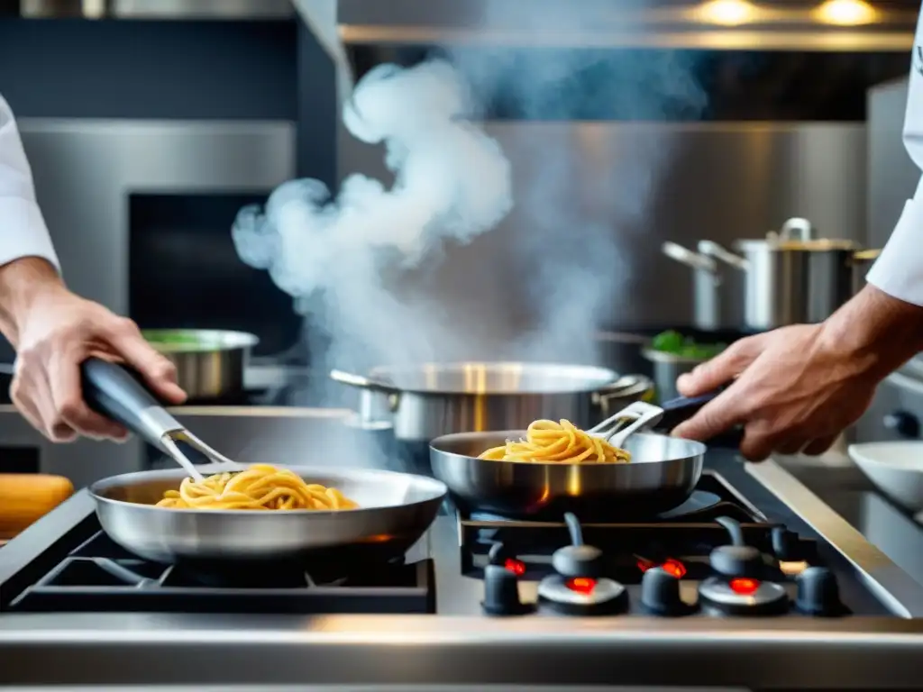 Un chef experto crea una obra maestra con utensilios de cocina italianos innovadores