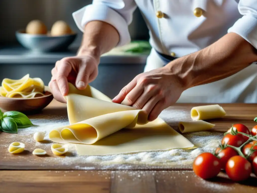 Chef experto preparando pasta fresca con Personalización recetas cocina italiana