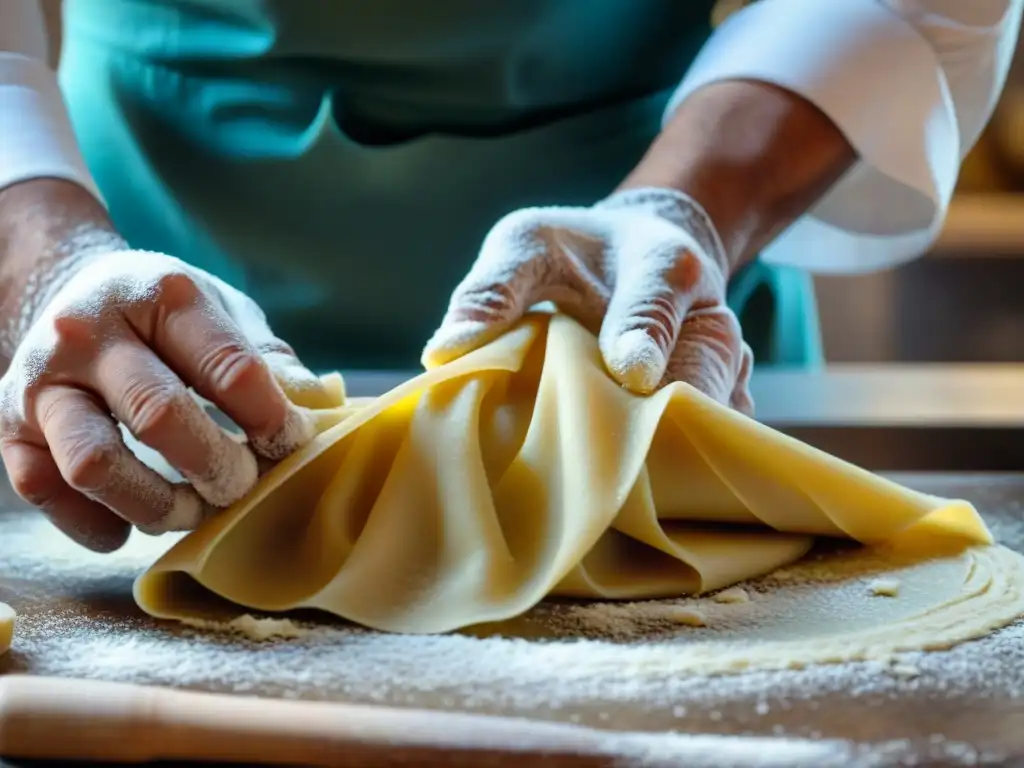 Chef experto preparando pasta fresca en Bolonia, Italia