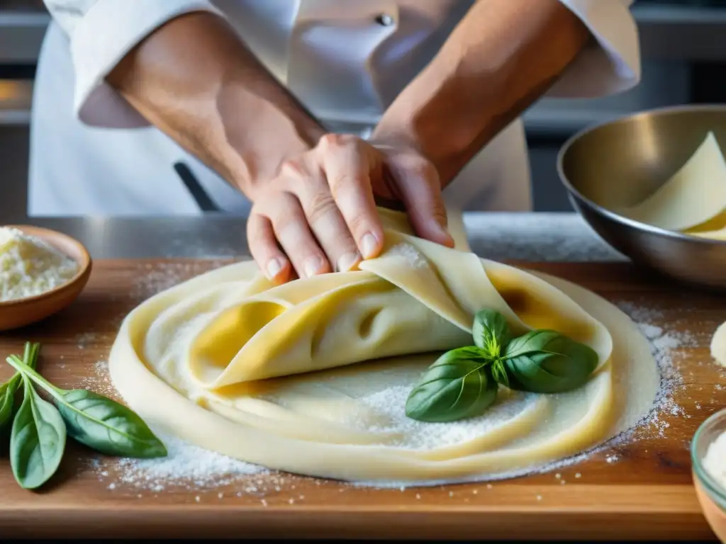 Chef experto preparando pasta rellena casera recetas con amor y destreza