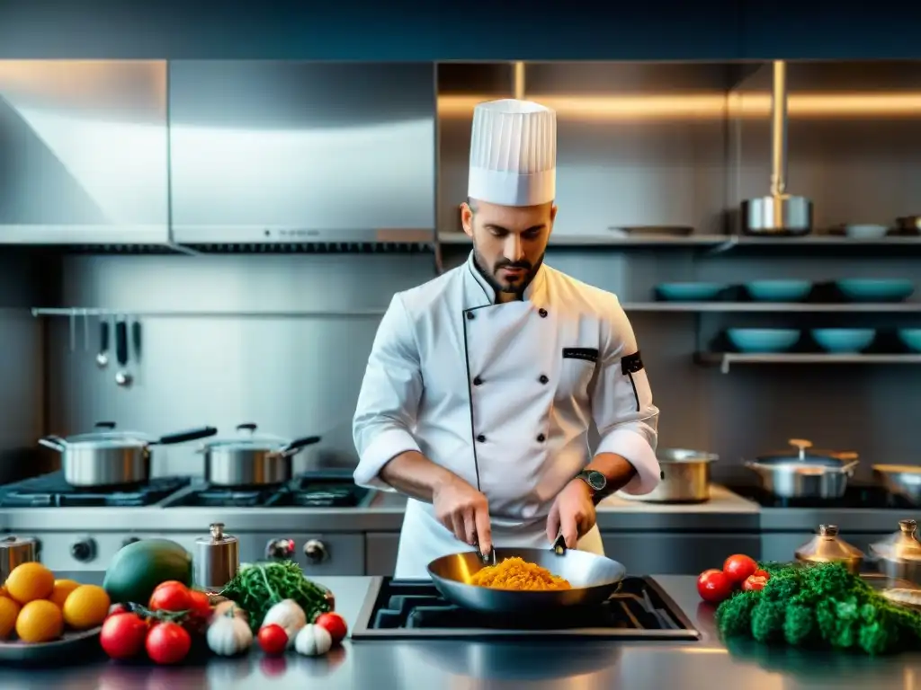 Chef experto fusiona técnicas modernas para recetas italianas con tradición en cocina de alta tecnología