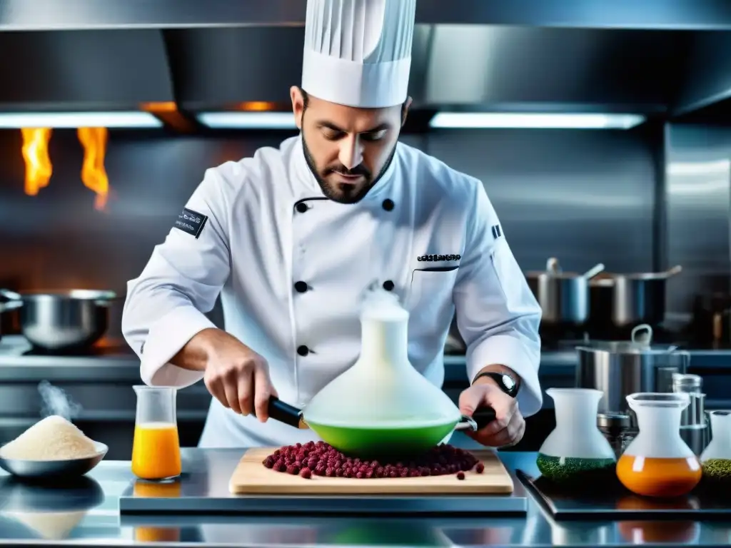 Chef experto utiliza técnicas moleculares en cocina italiana moderna para potenciar platos innovadores