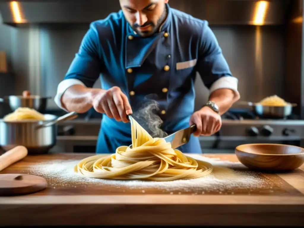 Un chef italiano reinventa la comida rápida italiana con destreza, en una bulliciosa cocina moderna