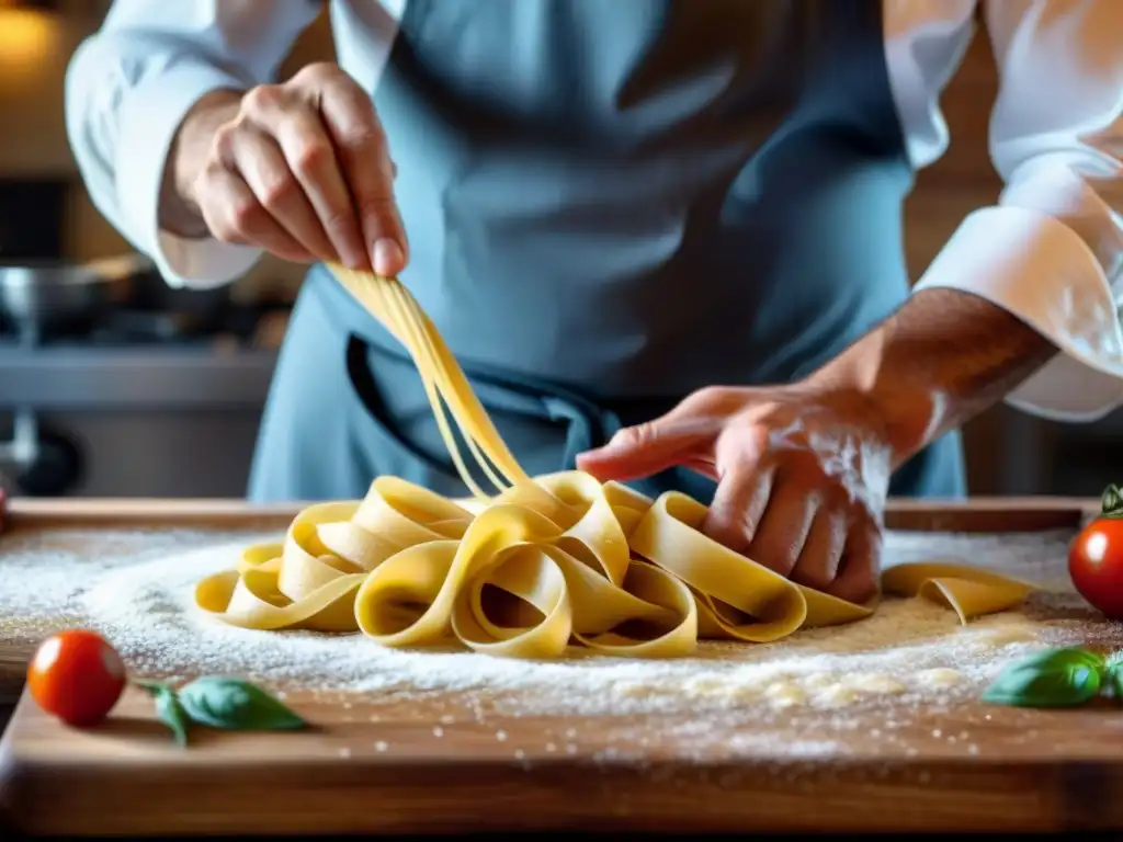 Un chef italiano experto en pasta fresca, creando menús impresionantes para eventos especiales