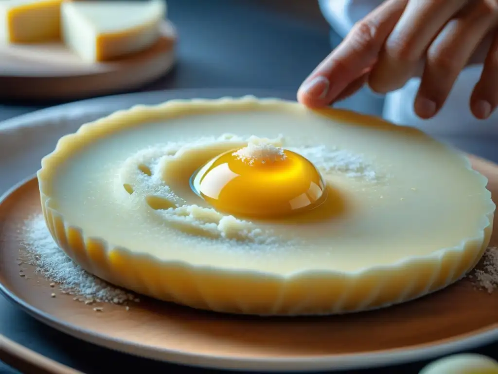 Un chef italiano hábil creando platos italianos tradicionales con pecorino sardo en una cocina moderna