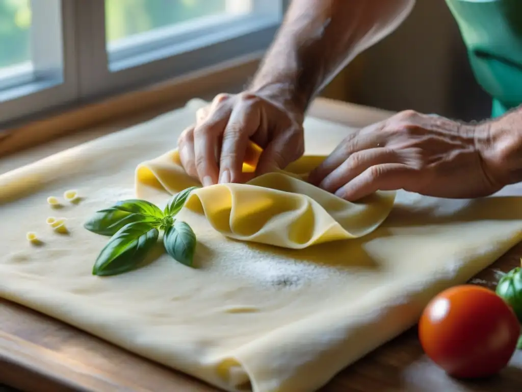 Un chef ligur experto en pasta fresca, amasa trofie con destreza