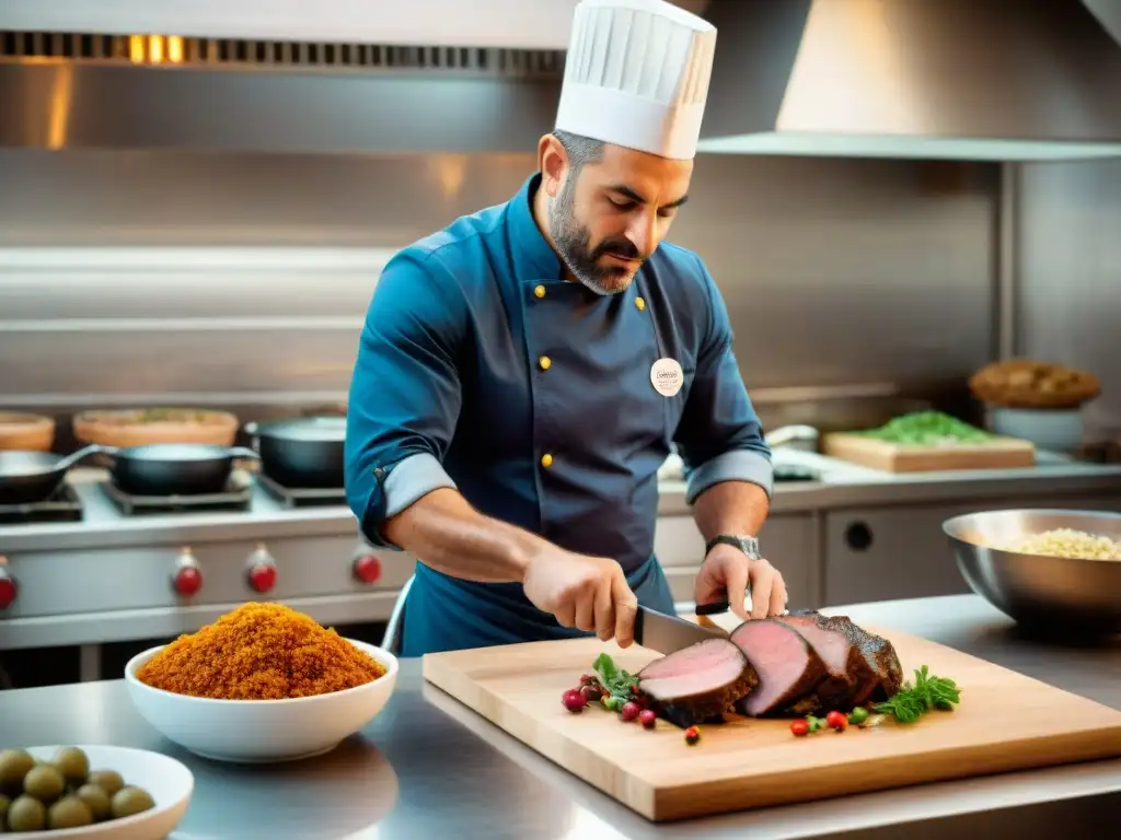 Un chef sardo experto prepara platos a base de cerdo, fusionando tradición e innovación en Sardenia