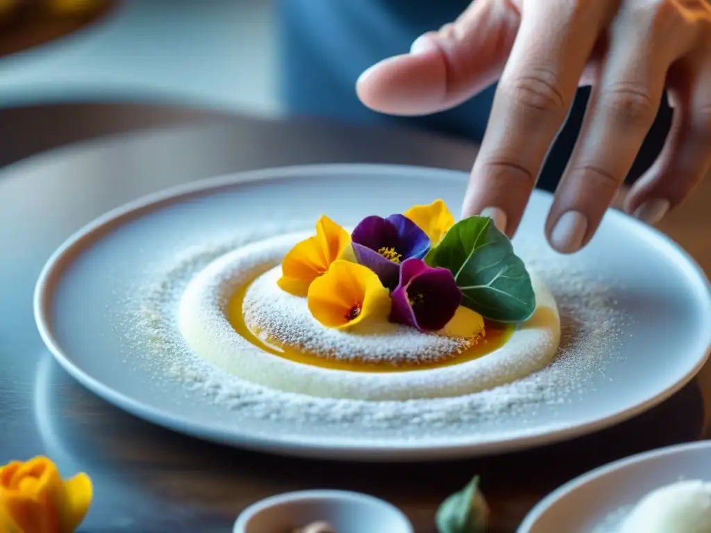 Un chef tradicional moderniza platos italianos con flores comestibles, fusionando lo clásico con lo innovador en gastronomía