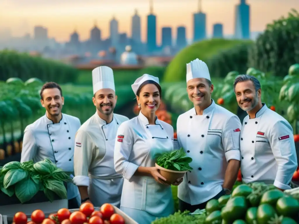 Chefs italianos innovadores en huertos urbanos, inspirados por la frescura de la naturaleza