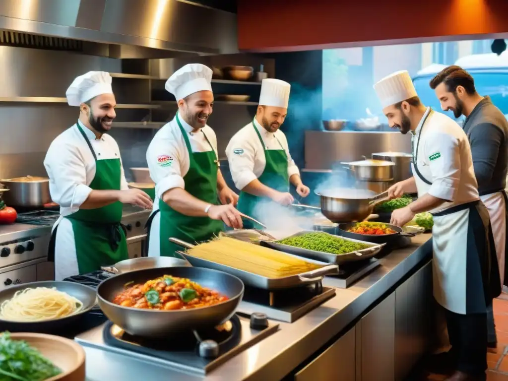 Chefs italianos cocinan apasionadamente al ritmo de la tarantella