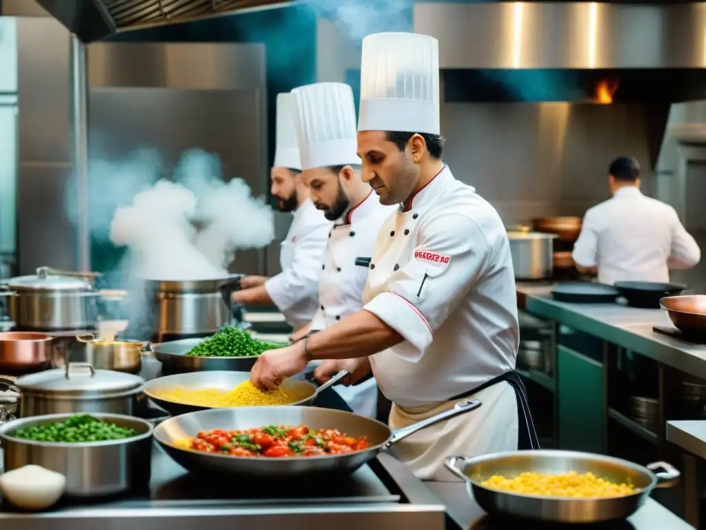 Chefs preparando recetas cenas italianas rápidas en cocina vibrante y eficiente