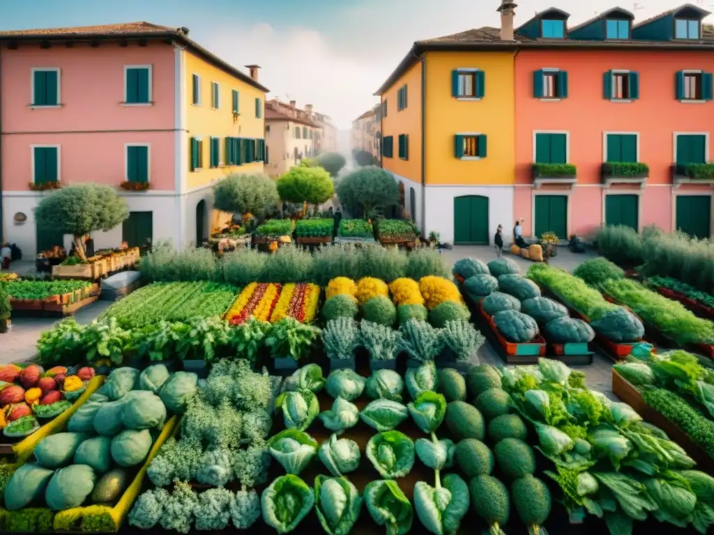 Chefs recogen verduras frescas en bullicioso huerto urbano, revolucionando cocina italiana