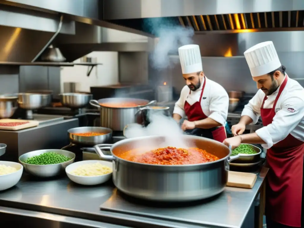 Cocina italiana bulliciosa con chefs apasionados creando platos personalizados