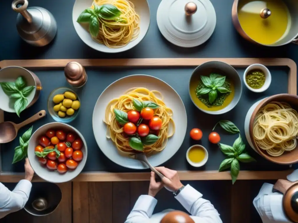 Una cocina italiana bulliciosa en el corazón de Italia central, con ingredientes frescos y coloridos