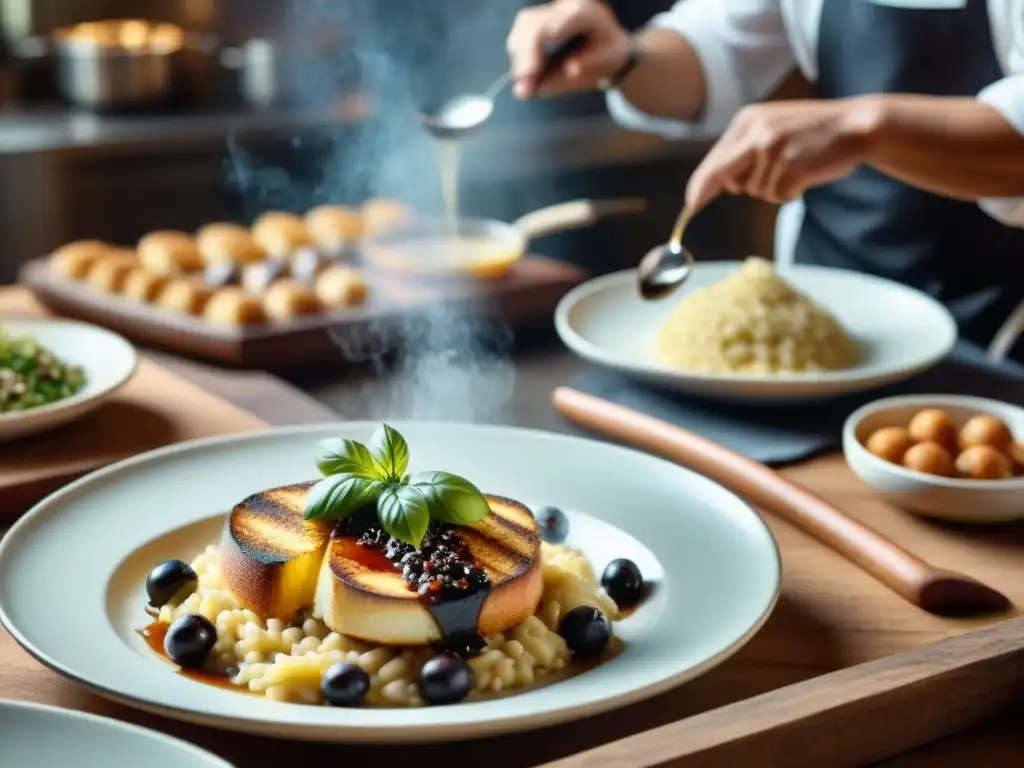 Cocina italiana con chef preparando recetas italianas con vinagre