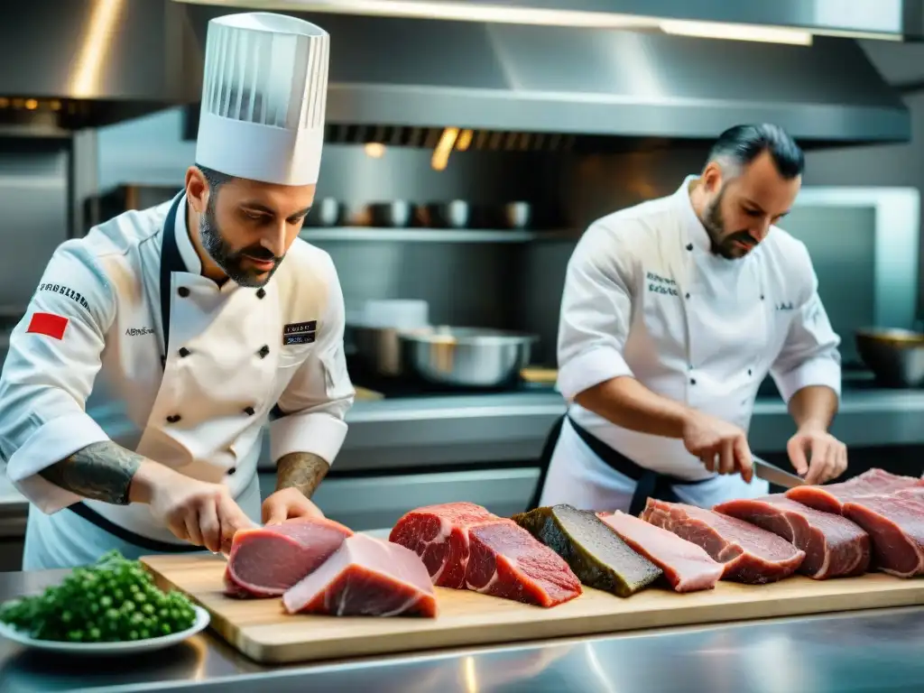 Cocina italiana con chefs preparando carnes éticas con pasión y precisión