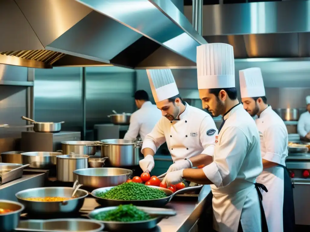 Cocina italiana restaurante bulliciosa, chefs preparando platos clásicos con pasión y precisión