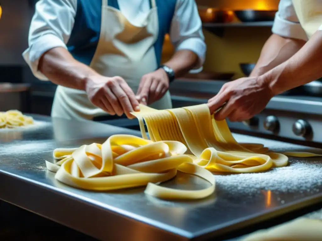 Cocina italiana tradicional: chef experto preparando pasta fresca a mano