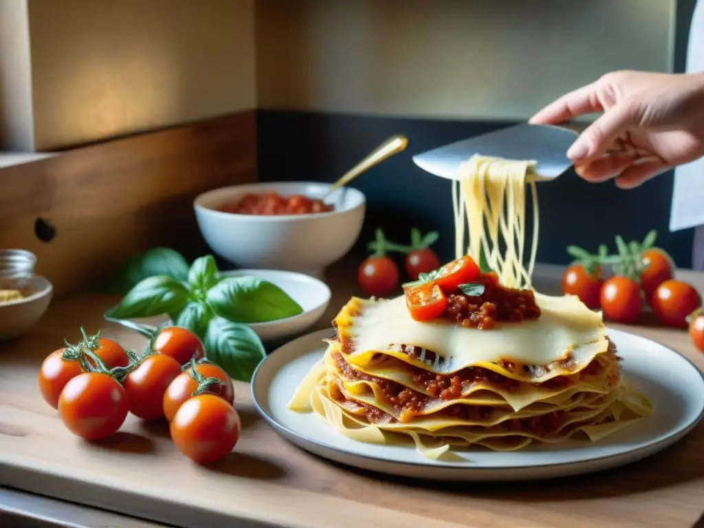 Una cocina italiana tradicional iluminada por la cálida luz de la tarde