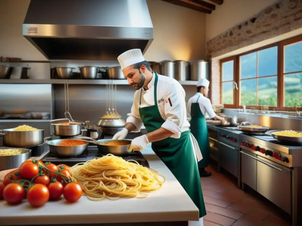 Una cocina italiana tradicional llena de vida, con platos caseros y ambiente acogedor