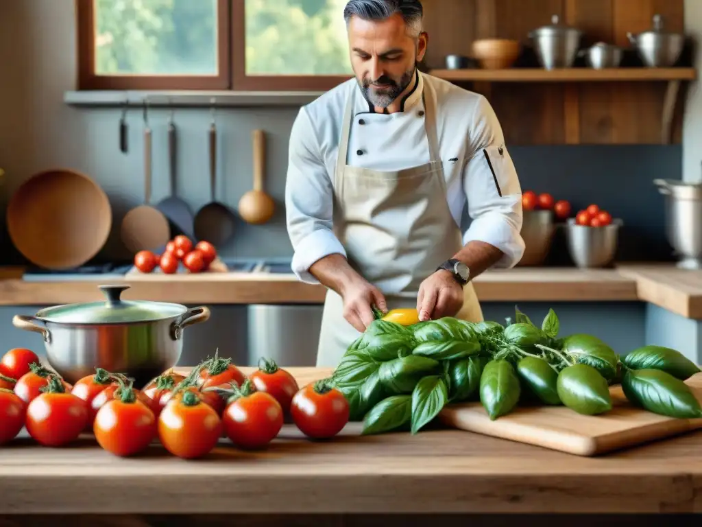Una cocina italiana tradicional y moderna con ingredientes frescos y chef innovador
