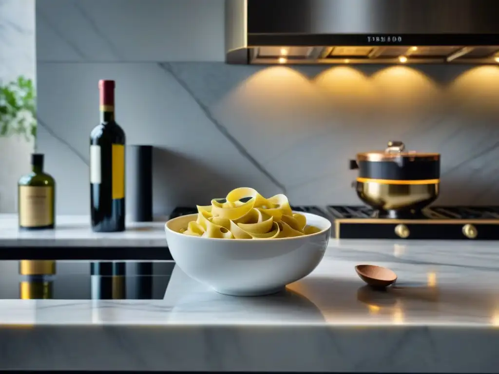 Una cocina de lujo italiana con electrodomésticos premium, bañada en luz natural