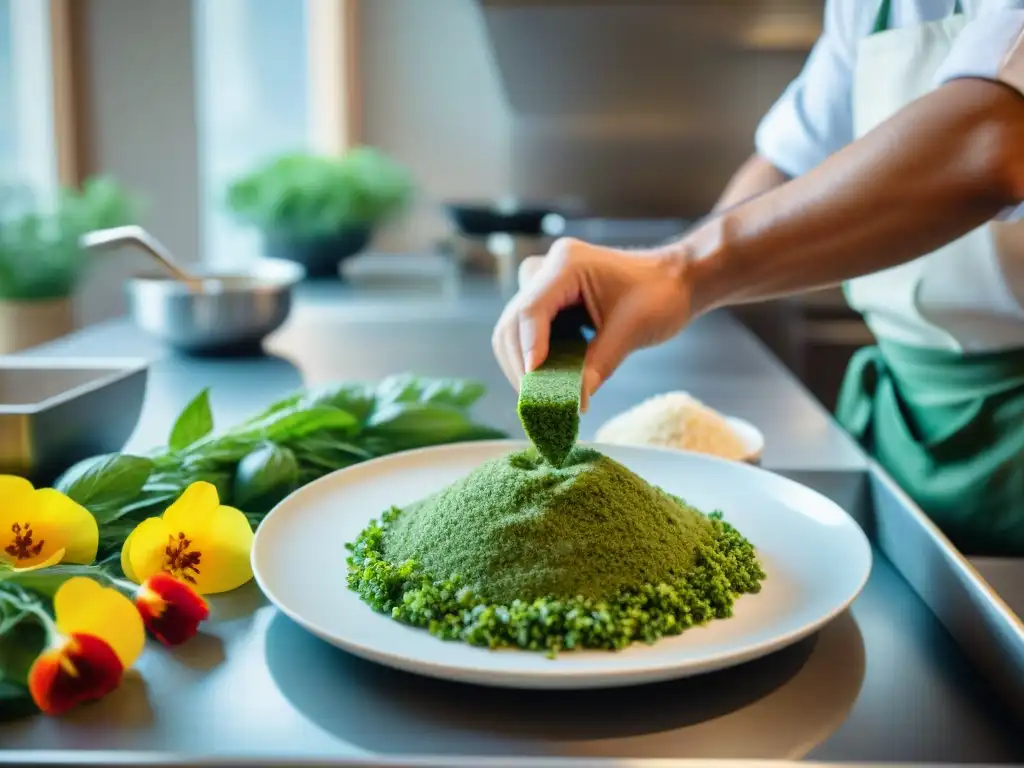 Cocina moderna en Liguria, Italia, chefs preparan reinterpretaciones de pesto