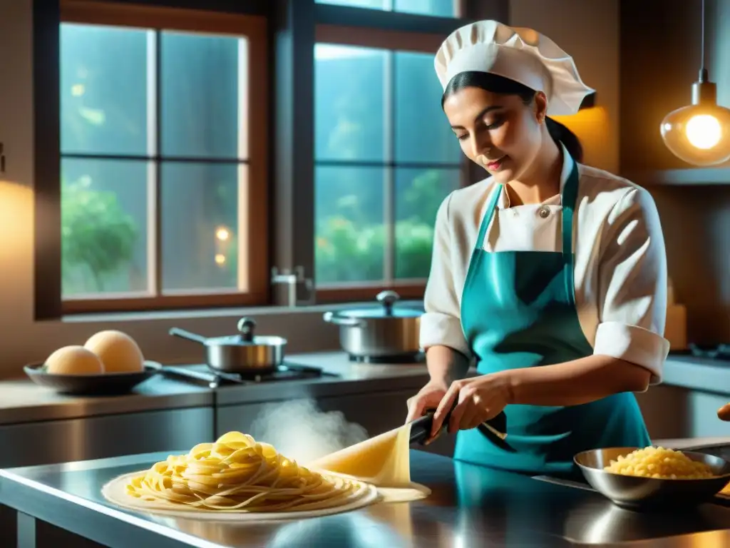 Contraste entre abuela italiana tradicional y chef joven moderno reinventando platos italianos