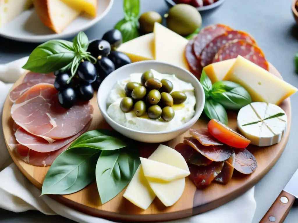 Un deleite visual: tabla de antipasto italiano rápido alta calidad con ingredientes vibrantes y coloridos