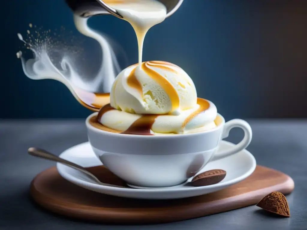 Delicada armonía entre el café caliente y el helado de vainilla en un Affogato café helado