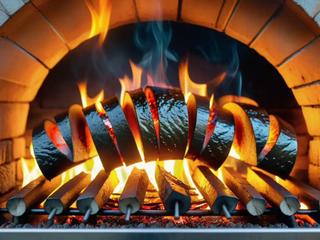 Delicado asado italiano de carnes en horno de leña, con lenguas de fuego danzantes y aromas tentadores