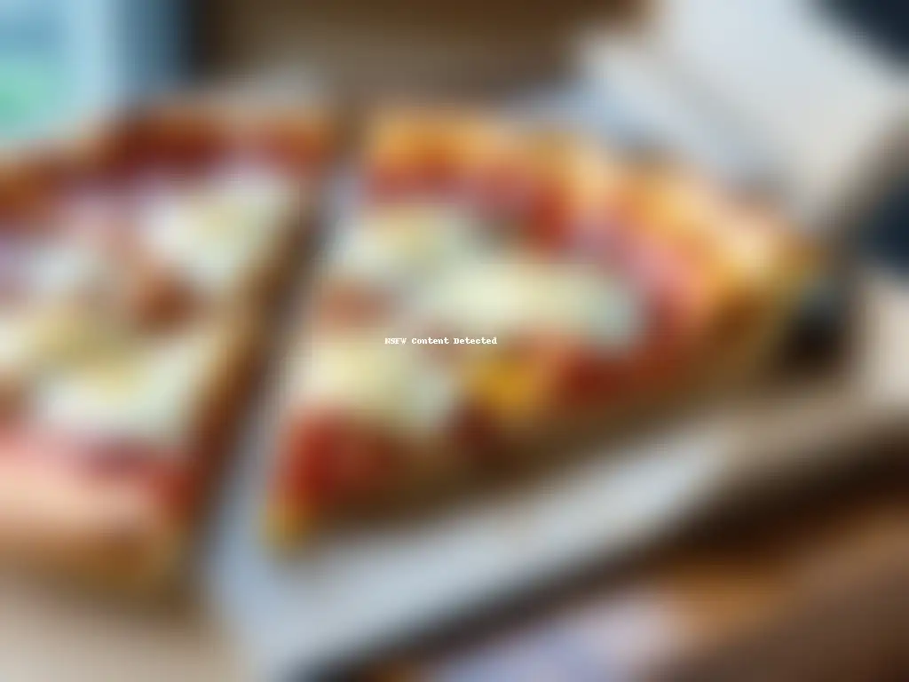 Deliciosa pizza casera: queso derretido en primer plano Deliciosa pizza casera con queso derretido siendo levantada de una caja, en un ambiente acogedor de sala con TV