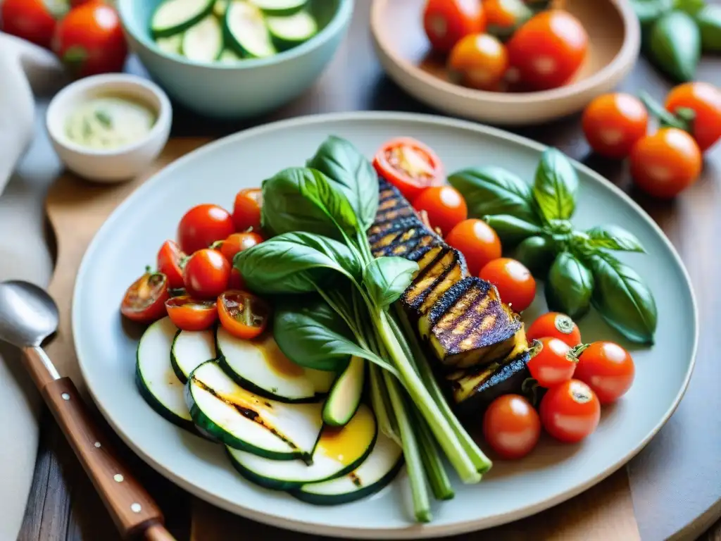 Deliciosa cocina italiana adaptada a dietas: vibrantes platos tradicionales con ingredientes frescos y coloridos en rústicas cerámicas