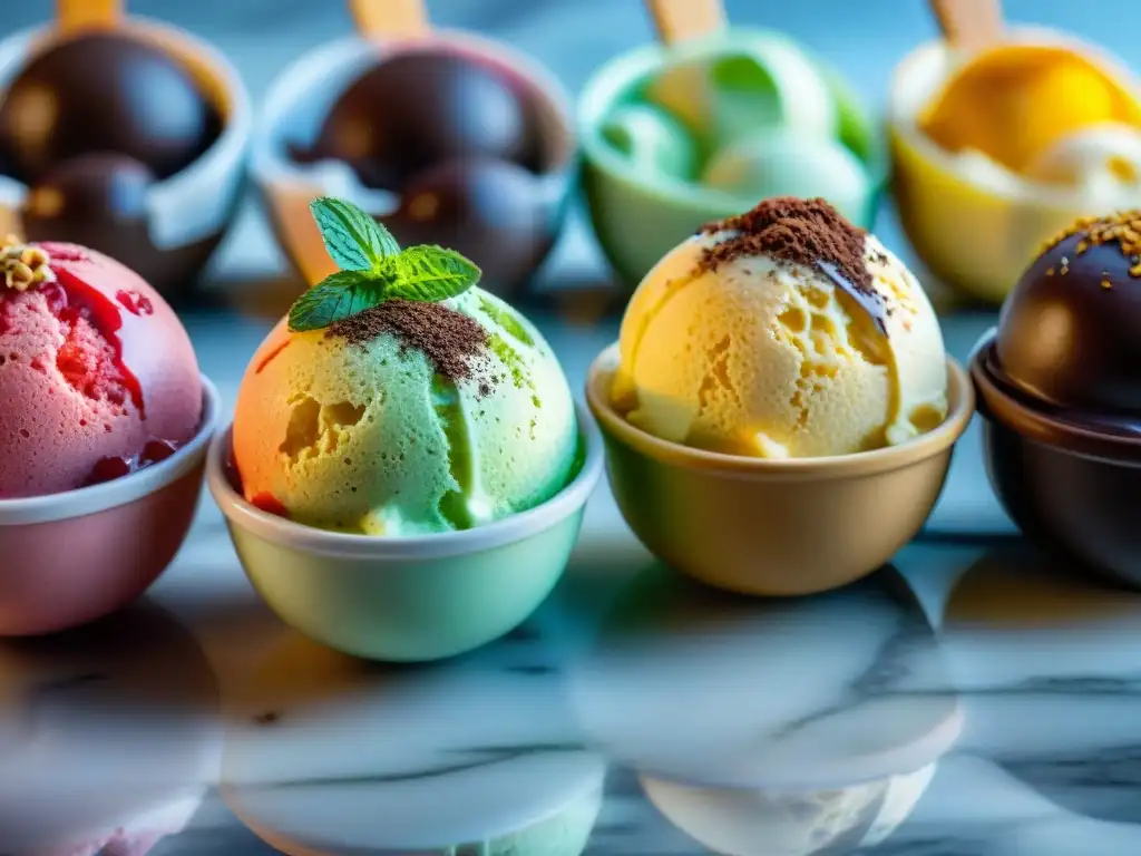 Una deliciosa degustación de gelatos en casa: una variedad de sabores y texturas en elegante presentación