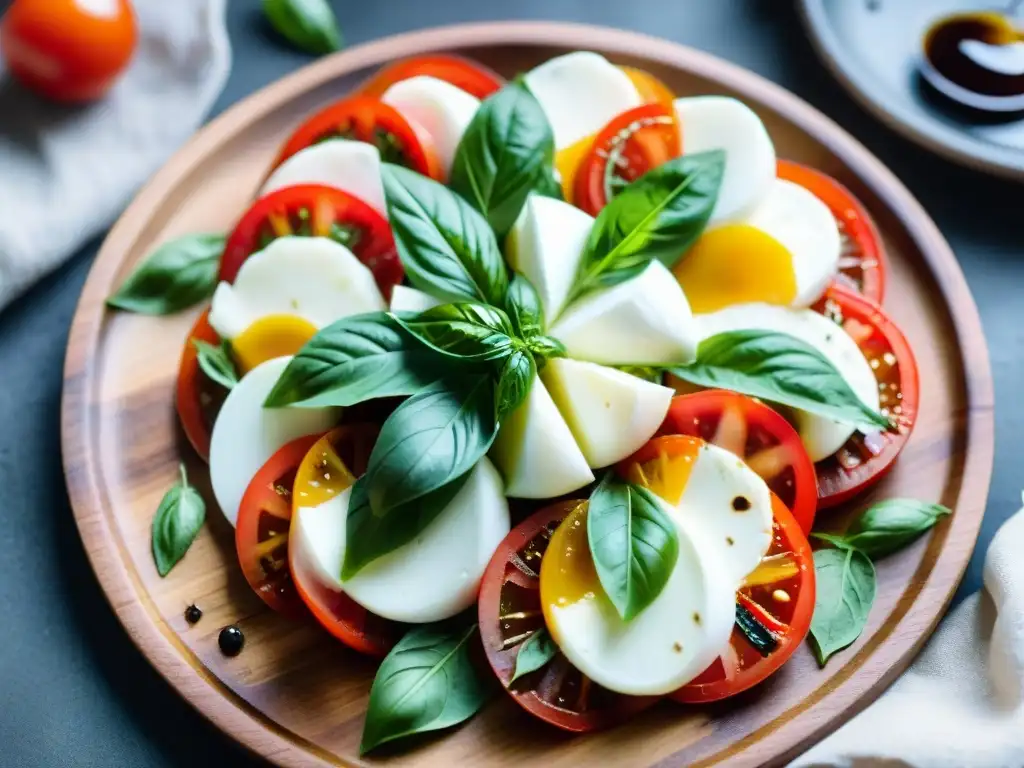 Deliciosa ensalada Caprese colorida y fresca, ideal para controlar diabetes con cocina italiana