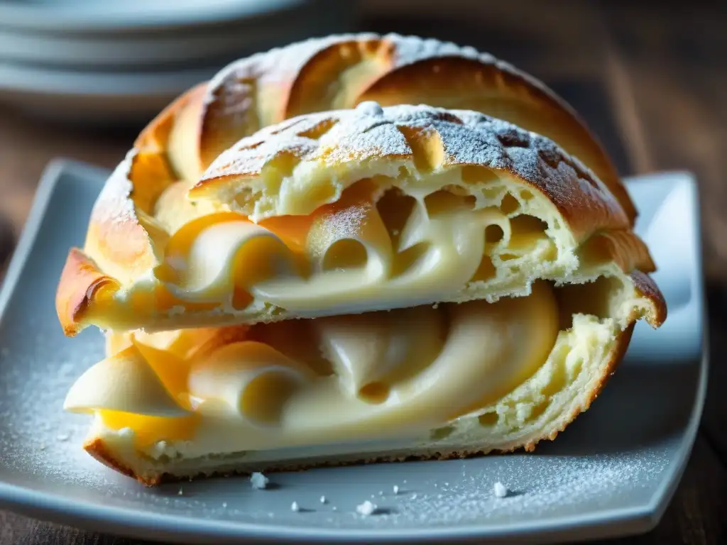 Deliciosa galleta rellena Genovesi da Erice, con capas doradas y relleno cremoso, evocando tradición siciliana