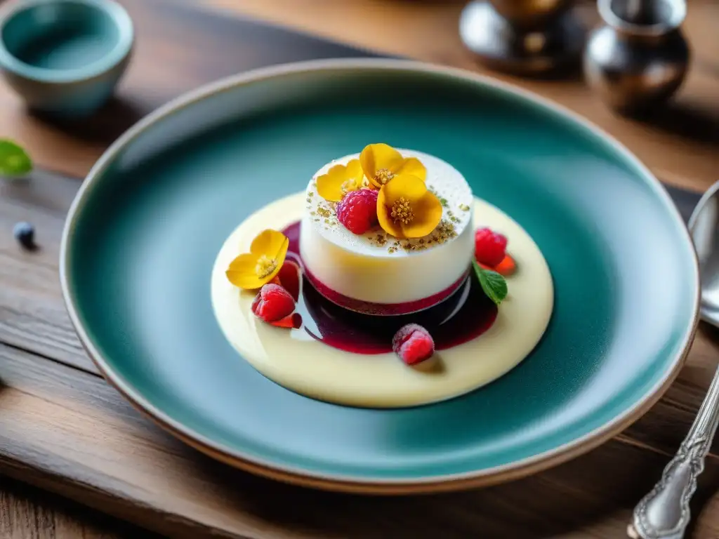 Deliciosa interpretación moderna de panna cotta con innovaciones postres italianos deliciosos