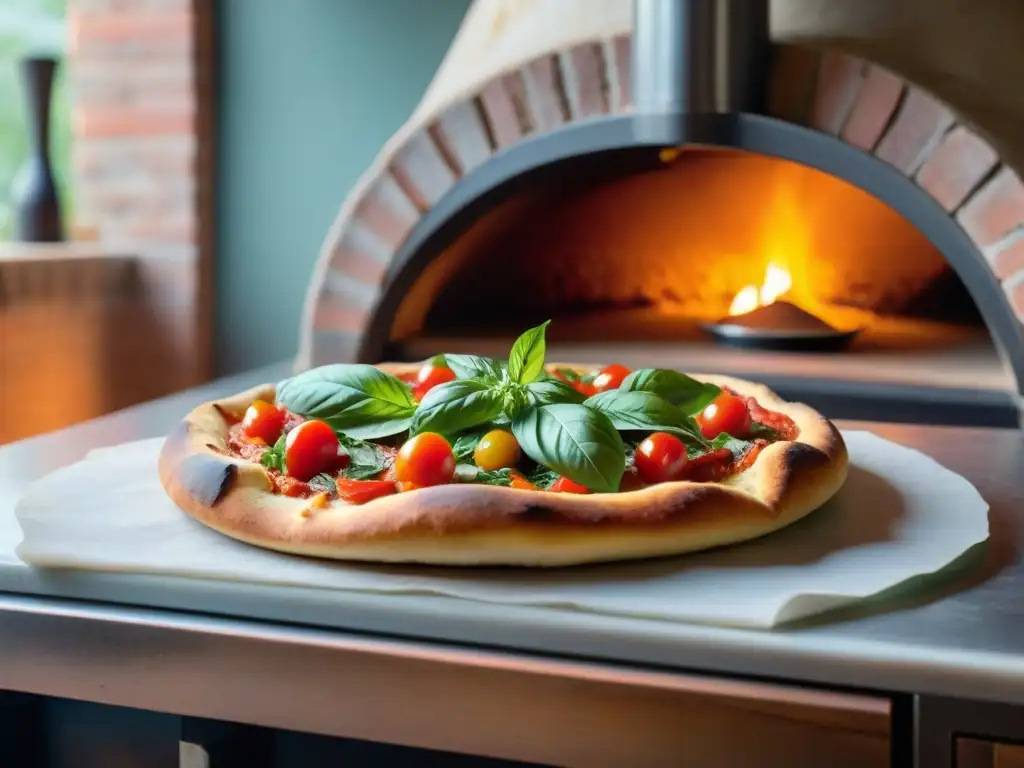 Deliciosa pizza vegana sin gluten horneada en cocina italiana - Pizzas veganas sin gluten Italia