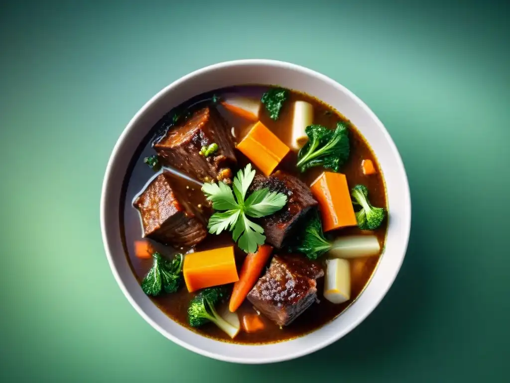 Deliciosa receta casera de Osso Buco italiano con carne tierna, zanahorias vibrantes y hierbas frescas en un hervidero potente