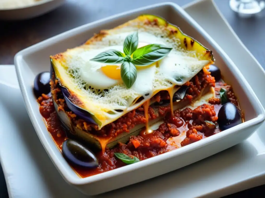 Deliciosa receta Parmigiana berenjenas italiana tradicional en proceso de preparación