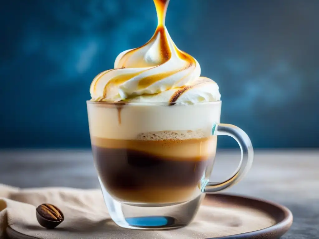 Delicioso affogato: espresso y gelato en armonía Deliciosa receta tradicional Affogato helado café: espresso caliente fundiéndose con gelato de vainilla en un vaso de cristal