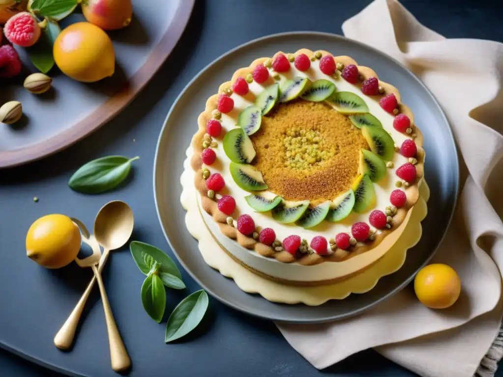 Deliciosa receta tradicional Torta della Nonna con un toque moderno, ricota cremosa, frutas vibrantes y miel delicada