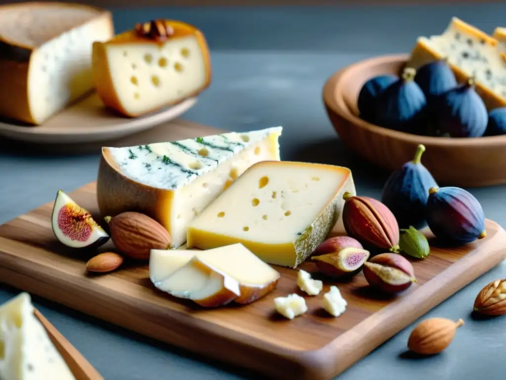Delicias de Gorgonzola: tabla de quesos y frutos secos Deliciosa tabla de queso Gorgonzola con nueces, higos y miel