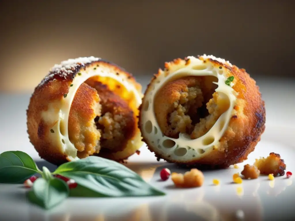 Deliciosas arancini doradas, con crocante fritura perfecta y relleno de risotto cremoso