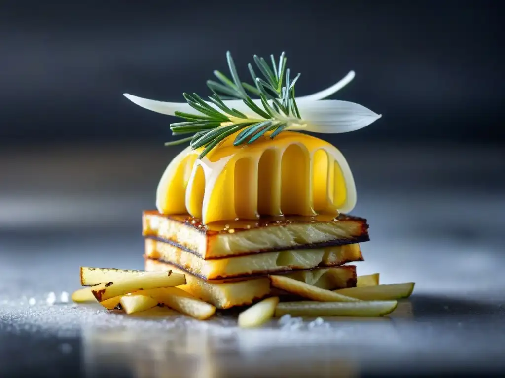 Deliciosas papas fritas con aceite de trufa, sal y cebollino