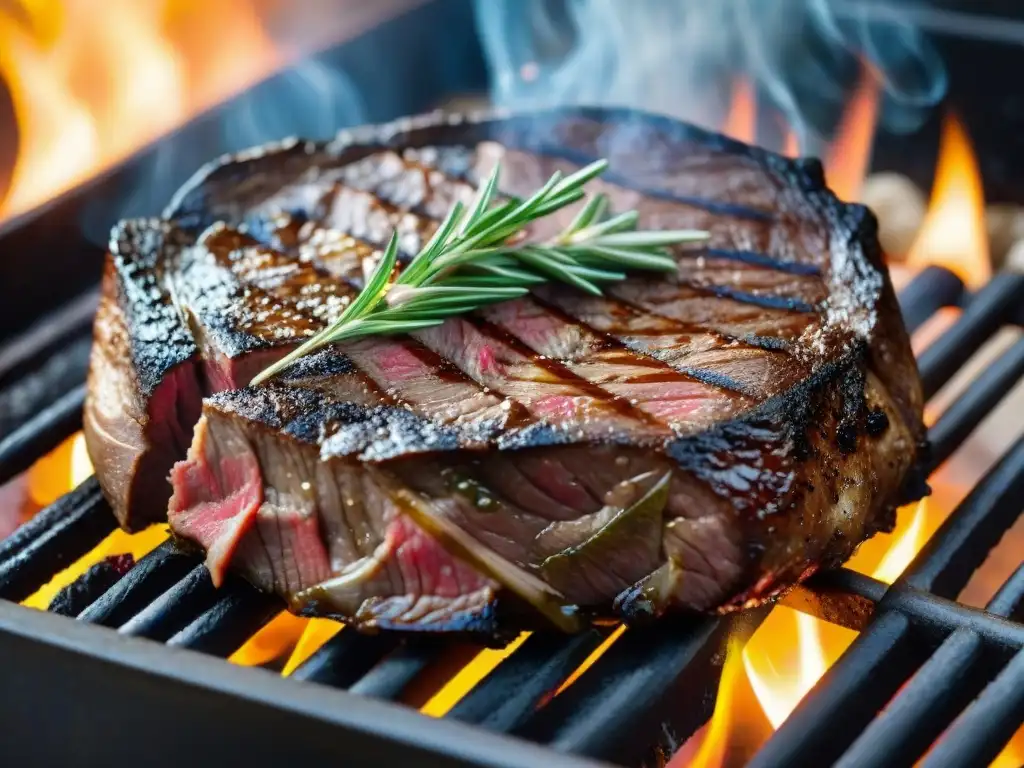 Delicioso bistec Fiorentina cocinado a la perfección en la parrilla, mostrando la calidad y frescura de la experiencia culinaria toscana