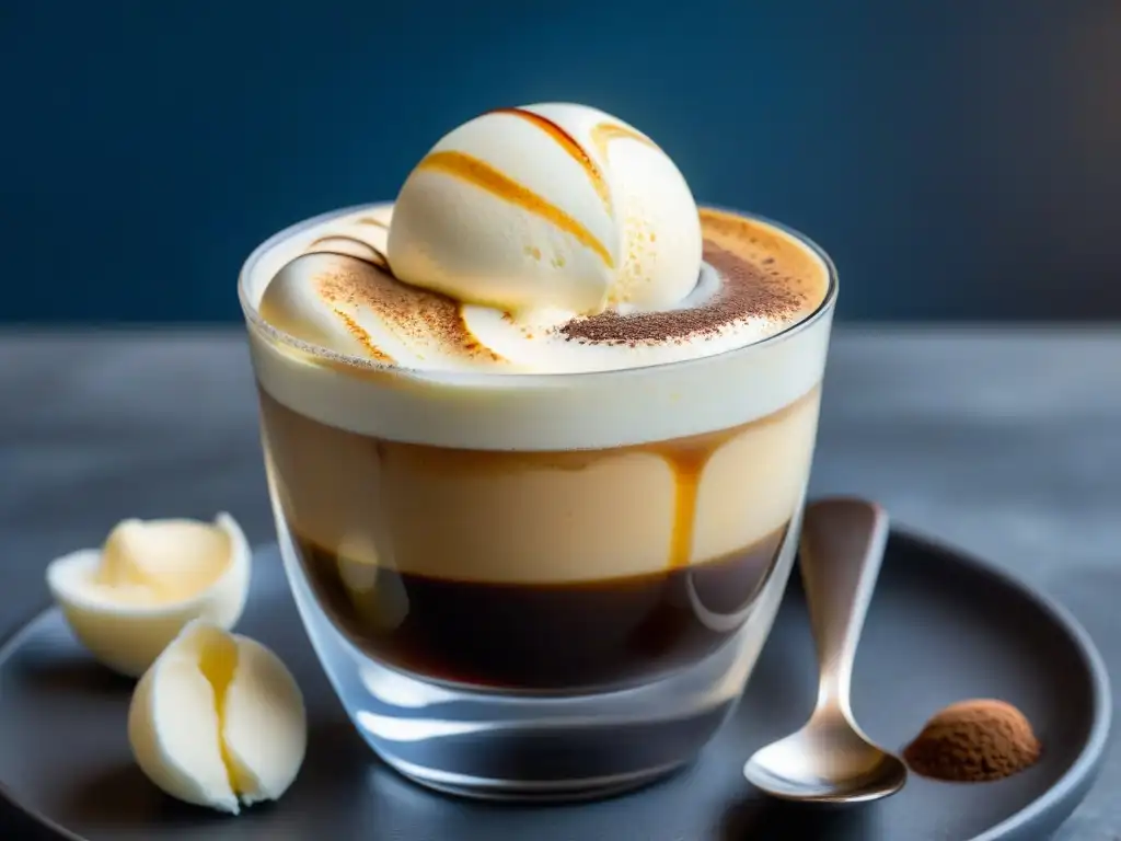 Delicioso Café Affogato receta tradicional, con gelato de vainilla y espresso, una mezcla de texturas y temperaturas irresistible