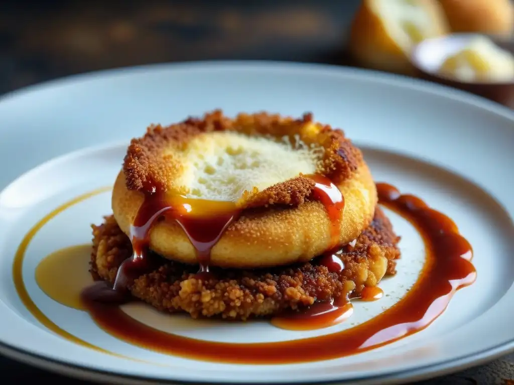 Delicioso Supplì recién frito, con crujiente capa dorada, queso fundido y ragú