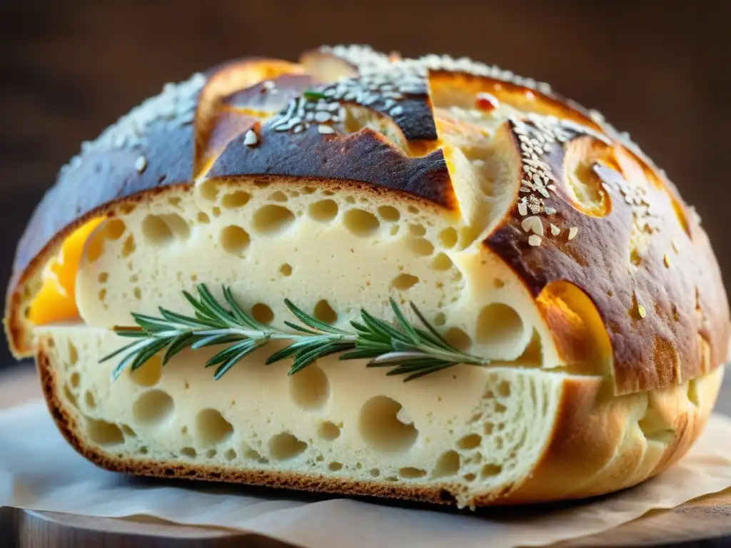 Delicioso Pane e Pomodoro recién horneado, con sal marina y romero